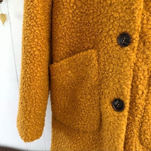 Halogen Trendy Mustard Hooded Boucle Coat. Size 1X. P/M/A - Picture 4 of 6
